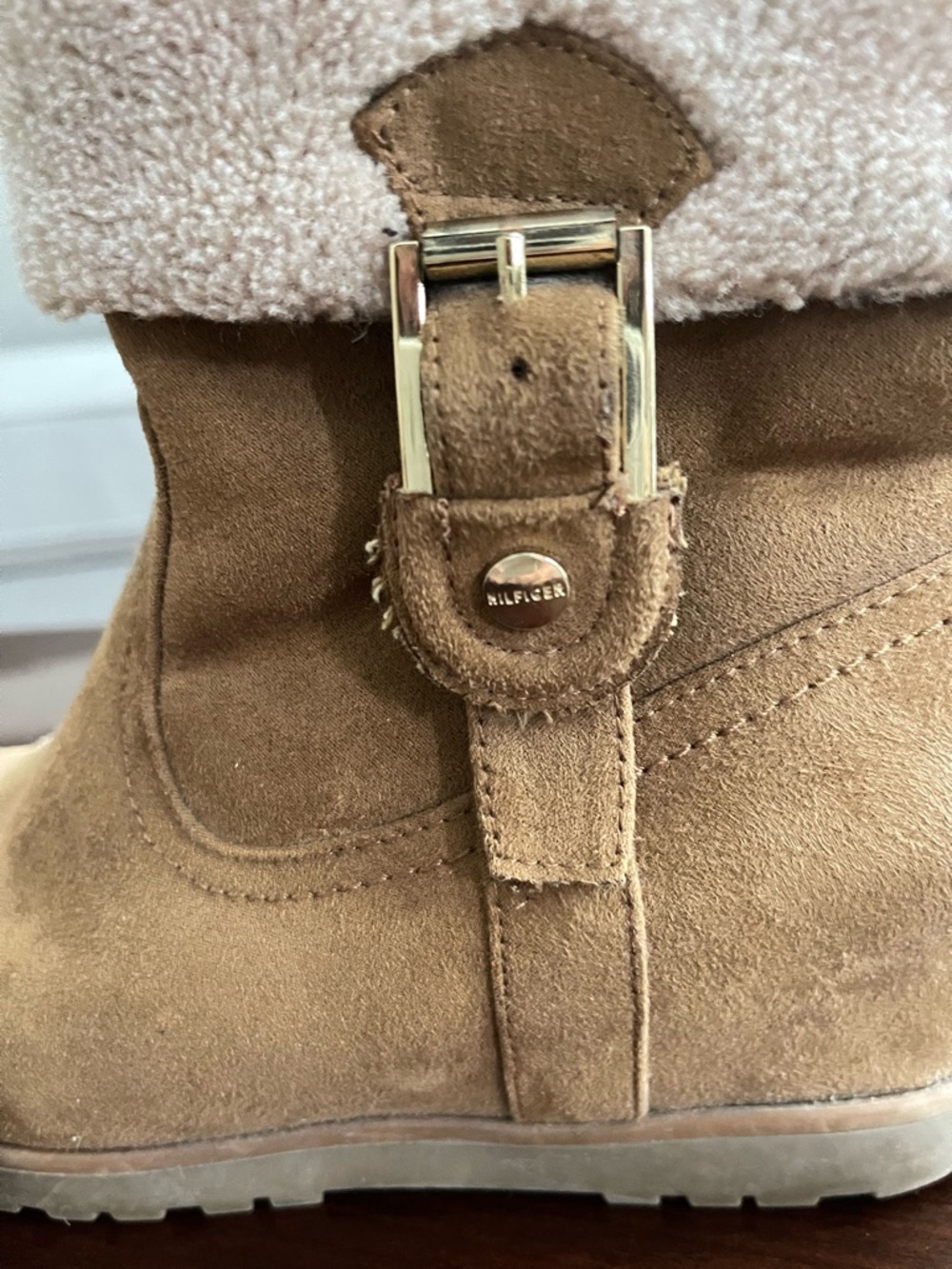 Tommy Hilfiger Tan Suede Shearling-Lined Ankle Boot - Picture 6 of 10